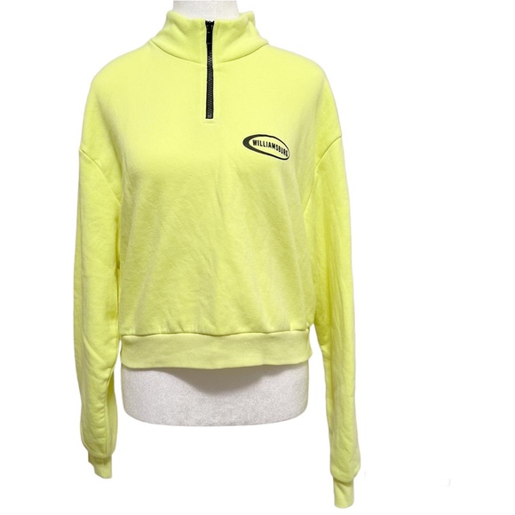 H&M women’s neon yellow quarter zip sweatshirt Size L - Picture 4 of 13